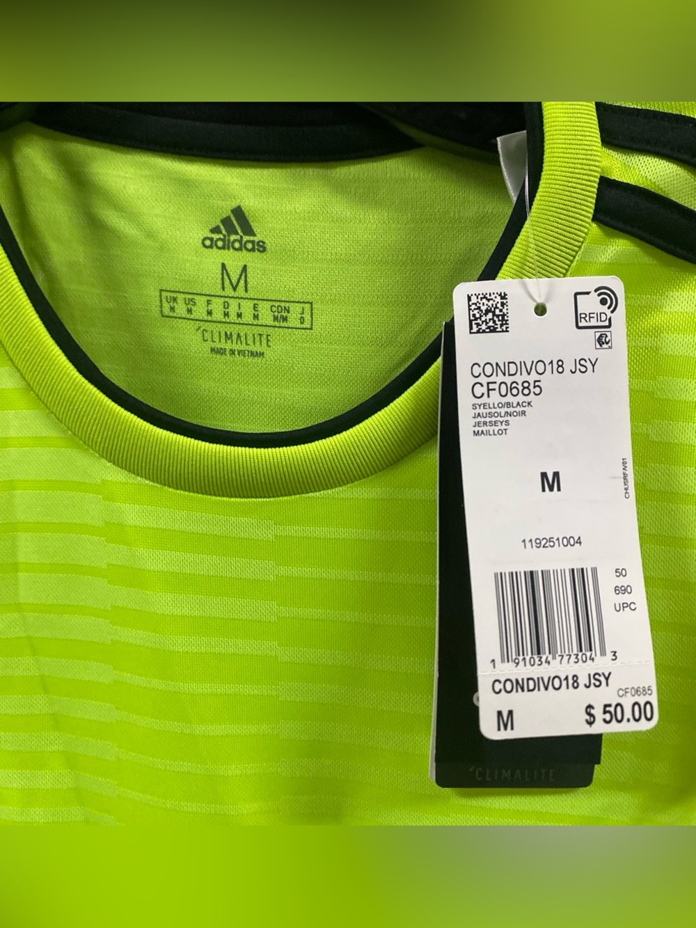 (2017) Adidas Condivo 18 Soccer Jersey NWT Neon Men’s Medium Climalite CF0685 - Picture 5 of 9